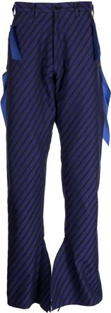 Sulvam diagonal-striped straight-leg trousers - men - Polycotton/Polyester/Cupro - L - Purple