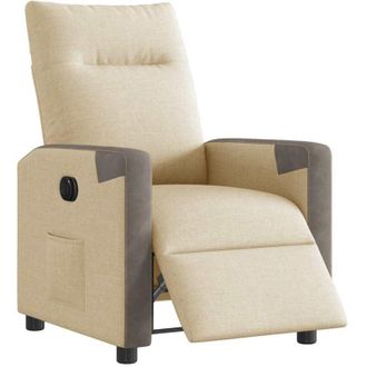vidaXL Sill&oacute;n Reclinable El&eacute;ctrico De Tela Crema Vidaxl