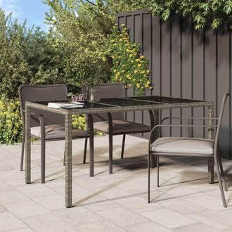 vidaXL Mesa Jard&iacute;n Vidrio Templado Rat&aacute;n Sint&eacute;tico 150x90x75 Cm Gris Vidaxl