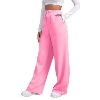 Generic Womens Casual Fleece Jogging Joggers Tracksuit Bottoms Winter Ladies Sport Gym Drawstring Loungwear Comfy Baggy Trousers Wide Leg Joggers Bottoms Athl
