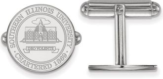Diamond2Deal Sterling Silver Rhodium-plated Southern Illinois University Crest Cuff Links