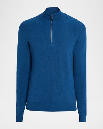 Cesare Attolini Men & apos;s Cashmere Rib Half-Zip Sweater