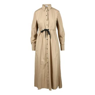Brunello Cucinelli Kleedjes, Dames, Beige, S, Katoen, Overhemdjurk