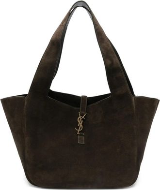 Saint Laurent Le 5 &agrave; 7 Bea su&egrave;de shopper met logoplakkaat - Bruin