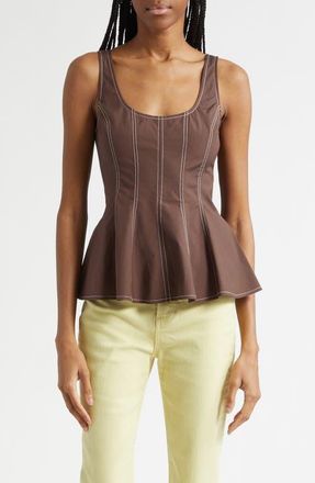 Veronica Beard Charlie Peplum Tank in Dark Mocha at Nordstrom, Size 10