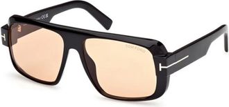 Tom Ford Turner Ft 1101 01E Zonnebril - Heren - Zonnebrillen - Zwart - 58 MM - Accessoires
