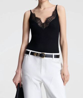 A.L.C. Alba V-Neck Top In Black