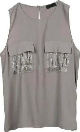 Liu Jo Sage Green Polyester Sleeveless Top