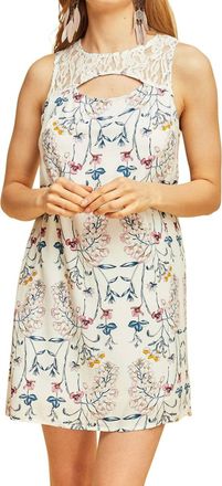 Entro Floral Lace Dress In White Multi