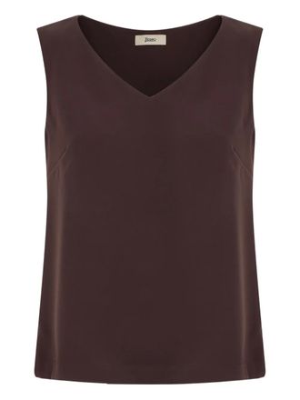 Herno Resort V-neck top - women - Acetate/Viscose - 42 - Brown