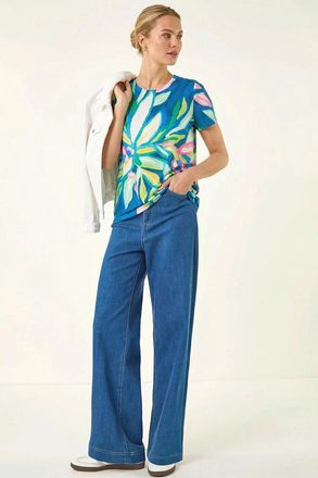 Roman Floral Print Stretch Top