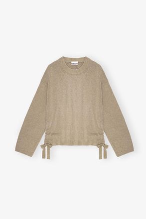 Ganni Green Brown Future Wool Mix Oversized Sweater - Size L/XL Recycled