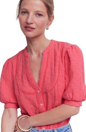 Boden Eyelet Embroidery Woven Shirt in Porcelain Rose at Nordstrom, Size 10