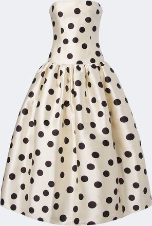 New Arrivals Leyla polka-dot satin bustier gown