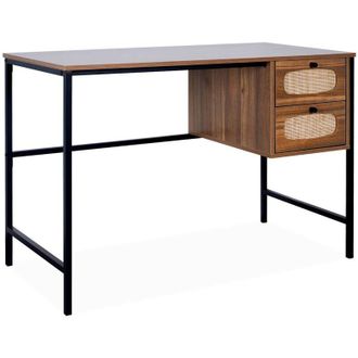 Sweeek Sweeek - Wood and cane desk, Retro, Natural, 55x110x76 cm