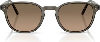 Oliver Peoples 49mm Fairmont Sun Polarized Round Sunglasses in Inkwell /Sandstone at Nordstrom