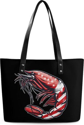 Generic Shrimp U.S Flag Tote Bags for Women Cute Shoulder Purses Handbags
