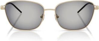 Emporio Armani 57mm Irregular Sunglasses in Shiny Pale Gold /Grey Black at Nordstrom