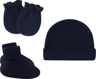 Generic Newborn Hat Gloves Foot Set Three Multi Color Set Scarf Gloves Hat (Navy, One Size)