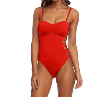 Kenneth Cole New York Attitude Cut Out Bandeau One Piece Swimsuit In Sunset