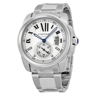 Cartier Pre-owned Cartier Calibre De Cartier Silver Opaline Dial Mens Watch W7100015