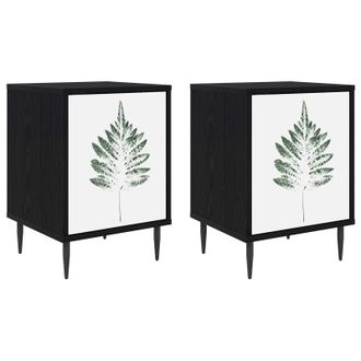 vidaXL Vidaxl Armadio Da Notte Hanau 2 Pz Rovere Nero 36 X 33 X 51 Cm