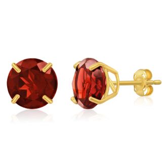 MAX + STONE 14k Yellow Gold 9mm Round Cut Gemstone Stud Earrings
