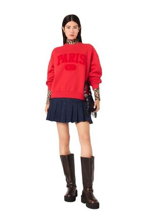 Maje Paris New York Lettering Sweatshirt in Red at Nordstrom, Size X-Small