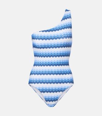 Melissa Odabash Madrid chevron one-shoulder swimsuit