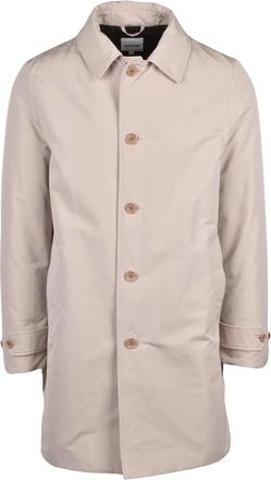 Aspesi Mid-Length Beige Raincoat with Quilted Interior and Button Closure