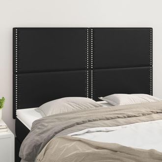 vidaXL Cabeceros 4 Unidades Cuero Sint&eacute;tico Negro 72x5x78/88 Cm Vidaxl