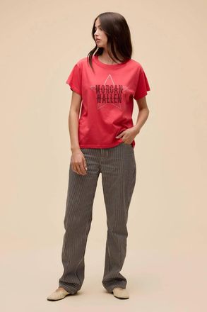 Daydreamer Morgan Wallen Rhinestone Star Solo Tee In Deep Sea Coral