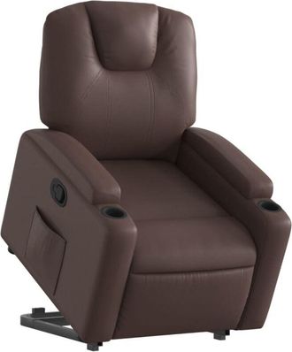 vidaXL Sill&oacute;n Reclinable Elevable Cuero Sint&eacute;tico Marr&oacute;n Vidaxl