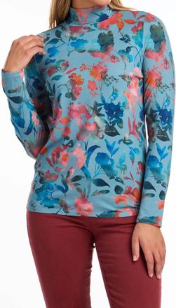 FDJ Mockneck Long Sleeve Tee In Magnolia Print