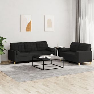 vidaXL Vidaxl - Juego De Sof&aacute;s Con Cojines 2 Piezas Tela Negro