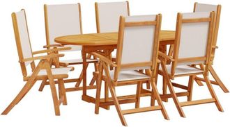vidaXL vidaXL 7 Piece Garden Dining Set Solid Wood Acacia and Textilene