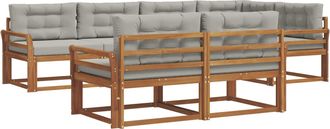 vidaXL Conjunto De Sof&aacute;s De Exterior 8 Uds. Natural Y Gris Claro Vidaxl