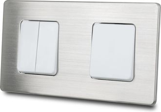 OEM Interruptor De Luz Triple Para Escaleras, Color Blanco, Acero Cepillado