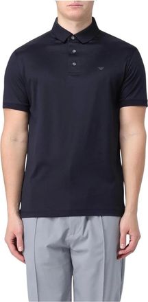 Emporio Armani Tops, Heren, Blauw, L, Short Sleeve Polo Shirt