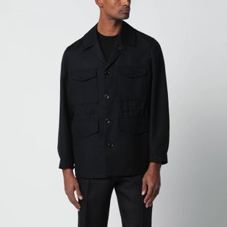 Lardini Black viscose and silk-blend jacket