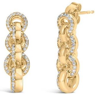 House of Brilliance 14K Yellow Gold Plated Silver 3/4 Cttw Diamond Chain Link Drop Earrings at Nordstrom