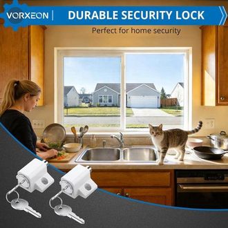 OEM Cerradura Para Puerta Corredera - Seguridad Para Ventanas - Vida Segura - Dos Opciones De Montaje - 11 X 3 X 13 Cm - Blanco
