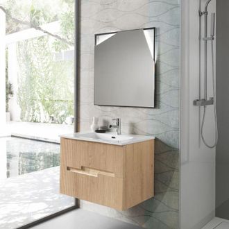 MODO Modo - Mobile bagno sospeso 70 cm con 2 cassetti righe Rovere Chiaro