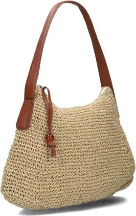 Becks&ouml;ndergaard Tassen, Dames, Beige, ONE Size, Stijlvolle Straw Ariya Schoudertas