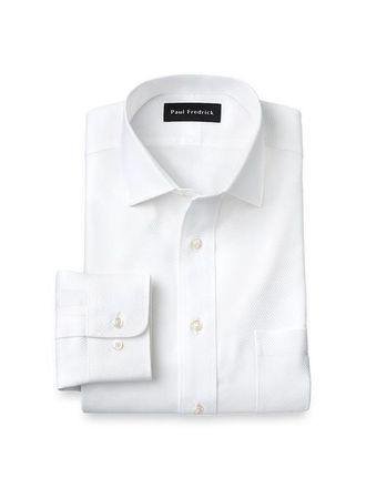 Paul Fredrick Slim Fit Non-iron Cotton Twill Spread Collar Dress Shirt in White at Nordstrom, Size 16.5 - 32