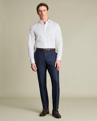 CHARLES TYRWHITT Ultimate Performance End-On-End Suit Trousers - Indigo Blue Size 30/38 by Charles Tyrwhitt