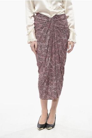 Isabel Marant ETOILE Draped Midi Skirt JELDIA with Abstract Pattern size 38