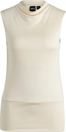 HUGO BOSS Womens Cowl Neck Sleeveless Shell Tank in Open White - Size 14 UK