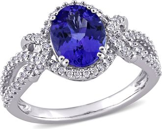 Mimi & Max 1 4/5ct TGW Oval Shape Tanzanite 1/3ct TW Diamond Ring 14k White Gold