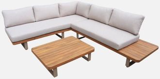 Sweeek Conjunto De Jard&iacute;n De Esquina De Madera De Acacia Y Aluminio Para 5 Personas